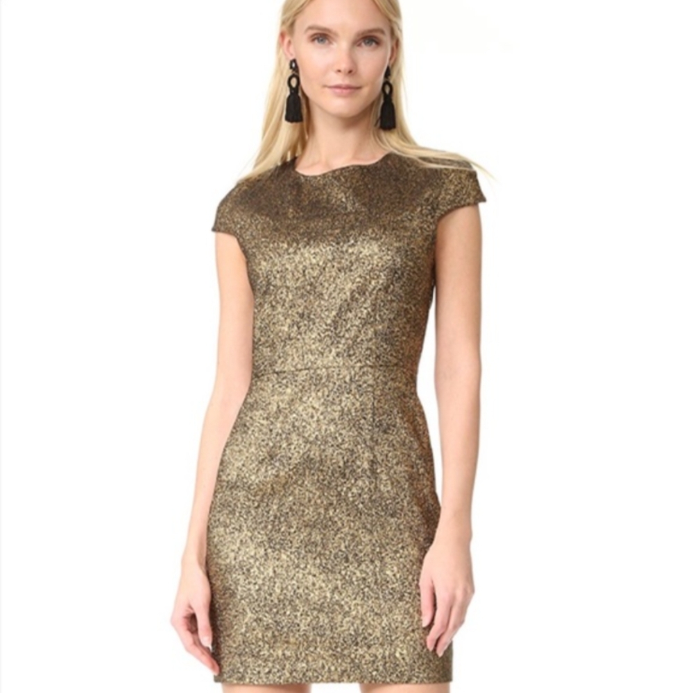 Diane Von Furstenberg Hadlie Two Gold Dress, US 4